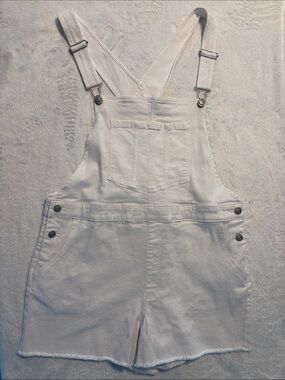 No Boundaries White Denim Short Overalls
